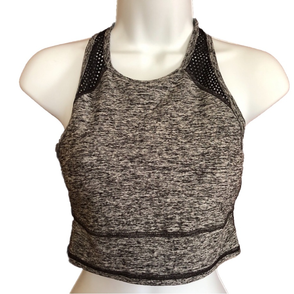 Express EXP Core Gray Space Dye High Neck Mesh Racerback Sports Bra size XS